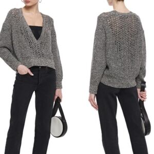 IRO Deep V Neck Ultimate Melange Boucle Spekle Pullover Oversized Lagenlook Sz M